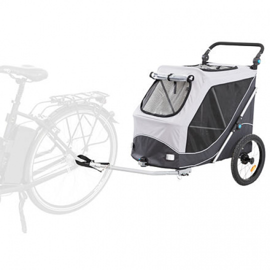 Vozík za bicykel s funkciou rýchleho skladania L 74 x 95 x 103/143 cm, nosnosť max. 30 kg, sivý