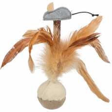Squieky loptička s perím a myškou 15 cm