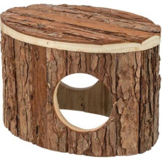 Domček METTE pre škrečky, 18 x 12 x 12 cm, prírodné drevo s kôrou