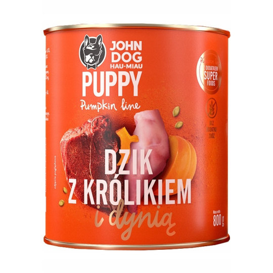 JOHN DOG Pumpkin Puppy Boar with a rabbit and a pumpkin - Mokré krmivo pro psy - 6 x 800 g