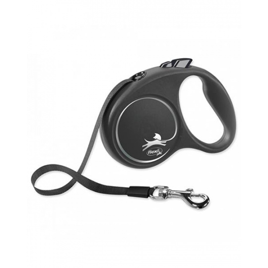 Vodítko FLEXI Black Design S páska 5m/15kg strieborná Vodítko FLEXI Black Design S páska 5m/15kg strieborná