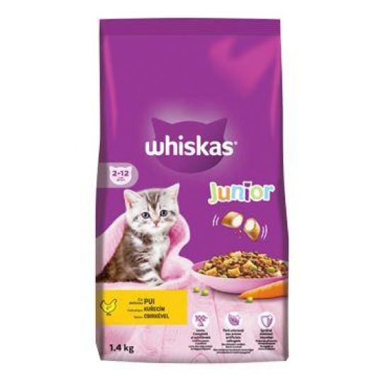 Whiskas Dry Junior s kuracím mäsom 1,4kg