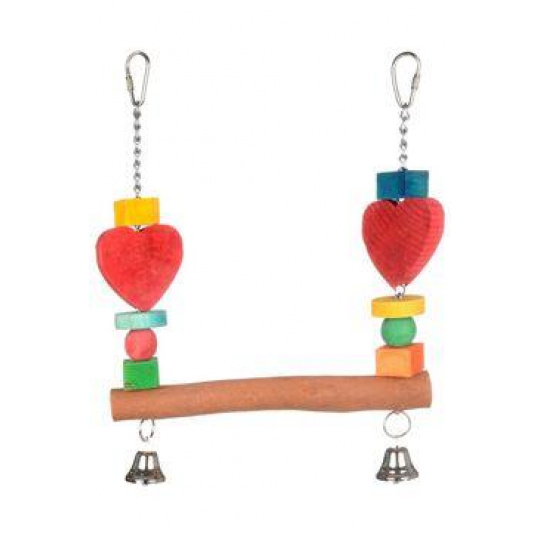 Hračka pre exoty hojdačka so zvončekmi, drevená Hračka pre exoty hojdačka so zvončekmi, drevená