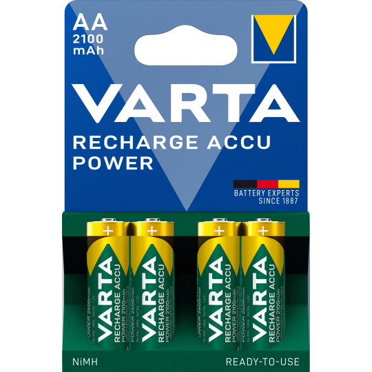 VARTA HR6 AA Recharge Accu Power 2100 mAh 56706 Dobíjení akumulátorů 4 kusů Zelená, Žlutá