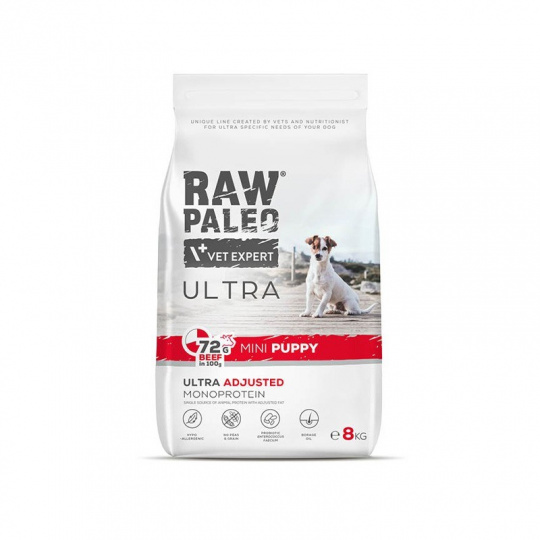 RAW PALEO Ultra Mini Puppy Beef - suché krmivo pro štěňata malých plemen - 8 kg