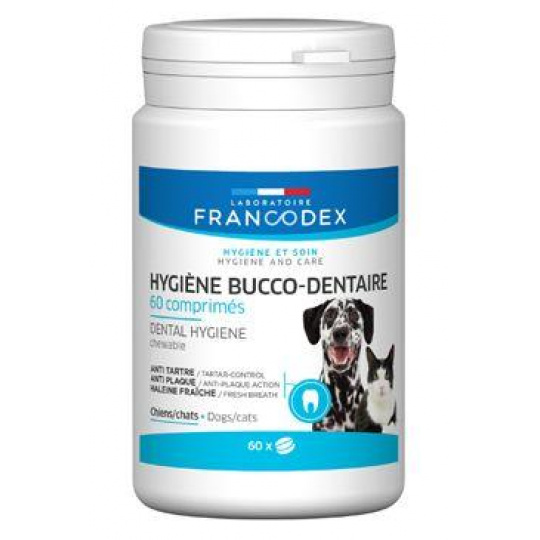 Francodex Žuvacia zubná pasta v tabl. pes, mačka 60tbl