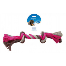 Hračka DUVO+ Lano s 2 uzlami na ťahanie ružovo-sivo-biele XXLarge 45 cm