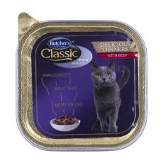 BUTCHER'S CLASSIC PRO SERIES DELICIOUS DINNER Mokré krmivo pro kočky Kousky v omáčce Hovězí 100 g