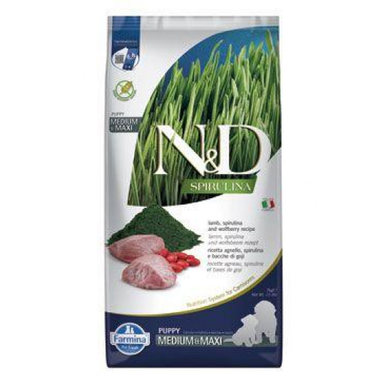 N&D SPIRULINA DOG Puppy M/L Lamb & Wolfberry 7kg N&D SPIRULINA DOG Puppy M/L Lamb & Wolfberry 7kg