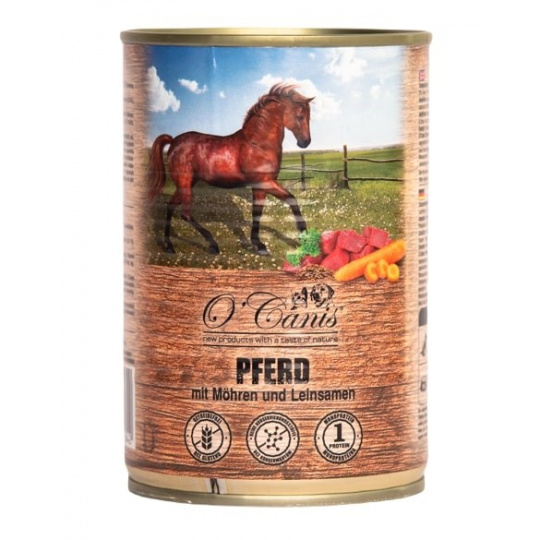 O'CANIS Horse meat with vegetables and linseed - Mokré krmivo pro psy - 400 g