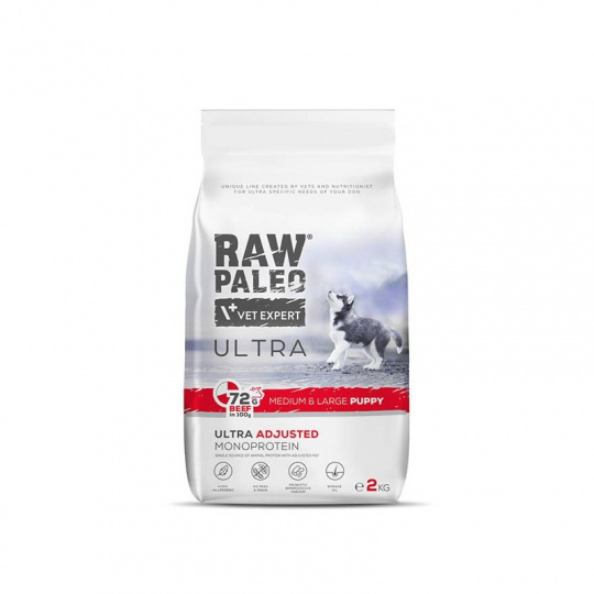 RAW PALEO Ultra Medium&Large Puppy Beef - suché krmivo pro štěňata - 2 kg