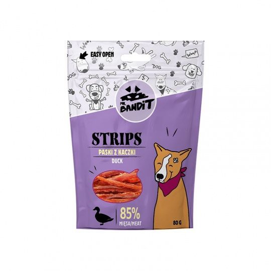 PAN. BANDIT STRIPS Kachní stripsy - pochoutka pro psy - 80 g