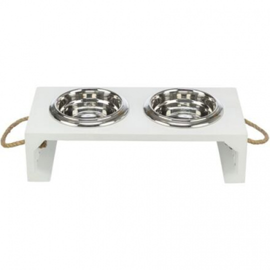 BE NORDIC bar s miskami, 2 × 0,4 l/ø 14 cm/38 × 18 × 10 cm, MDF/nerez, biela BE NORDIC bar s miskami, 2 × 0,4 l/ø 14 cm/38 × 18 × 10 cm, MDF/nerez, biela