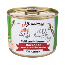 ALL ANIMALS Velikonoční menu KOČKOPES - limitovaná edice konzerva s králíkem a pampeliškou 200 g ALL ANIMALS Velikonoční menu KOČKOPES - limitovaná edice konzerva s králíkem a pampeliškou 200 g