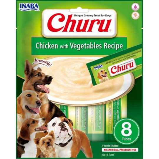 Pamlsek Inaba Churu Pyré dog Kuracie so zeleninou 8 túb 160 g