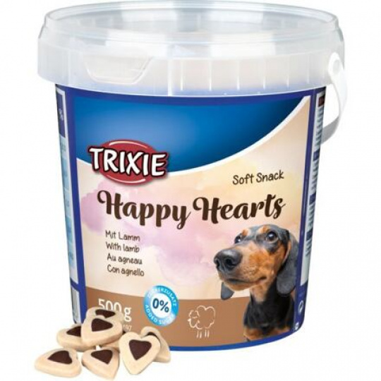 Soft Snack Happy Hearts - srdíčka jehněčí s rýží, kyblík 500 g