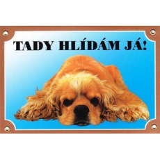 Farebná ceduľka Pozor pes, Americký koker ležiaci