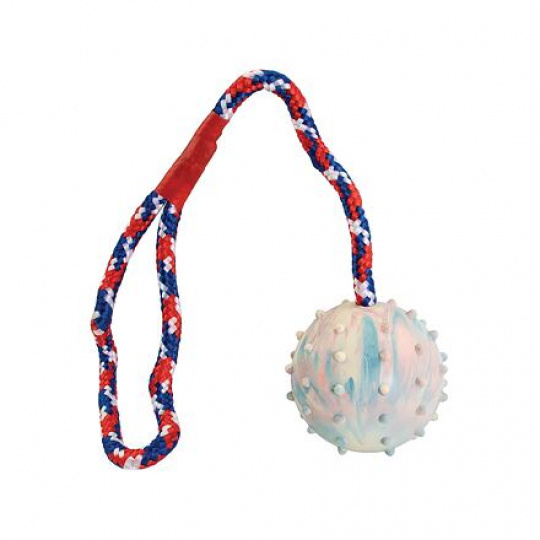 Hádzací loptička z prírodnej tvrdej gumy 6/30 cm, na lane, HipHop