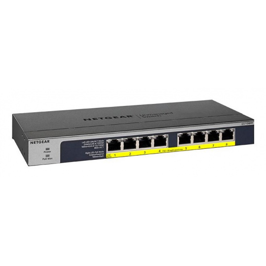 NETGEAR GS108PP Nespravované Gigabit Ethernet (10/100/1000) Podpora napájení po Ethernetu (PoE) Černá