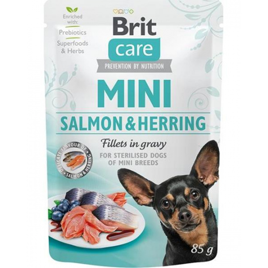 Brit Care dog Kapsička MINI Sterilised Losos&Sleď filé v omáčke 24 x 85 g