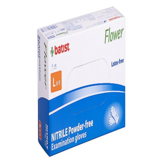 Rukavice vyšetr.nitrilové nepúdrované. FLOWER veľ.L, nesterilné 100 ks Rukavice vyšetr.nitrilové nepúdrované. FLOWER veľ.L, nesterilné 100 ks