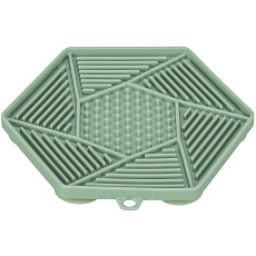 Lick´n´Snack HEXAGON s prísavkami - podložka na pomalé kŕmenie, 17 cm, TPR/plast, zelená