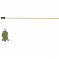 Hrací prút s rybkou, 48 cm, s catnipom, drevo/filc
