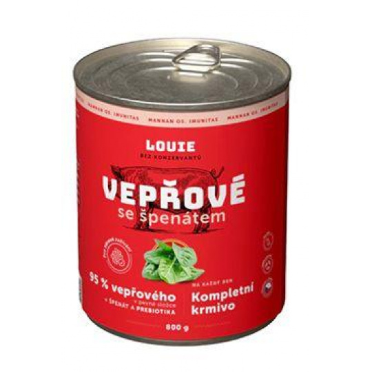 Louie Dog konz. Bravčové so špenátom a prebiotikami 800g