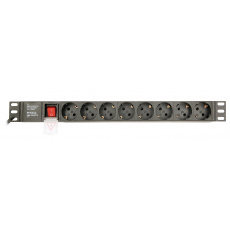 EnerGenie EG-PDU-014 Jednotka rozvaděče napájení (8 zásuvek Schuko, 1U, 16A, zástrčka Schuko, 3 m, černá barva)