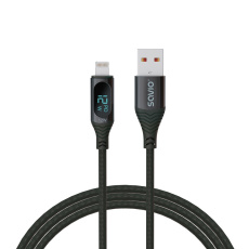 SAVIO USB - Lightning kabel s displejem, CL-173, 1 m, černý