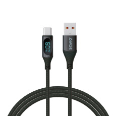 SAVIO USB - kabel USB-C s displejem, CL-172, 1 m, černý
