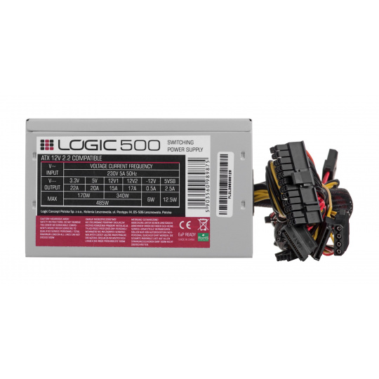 Logic 500 napájecí zdroj 500 W 20+4 pin ATX ATX Nerezová ocel