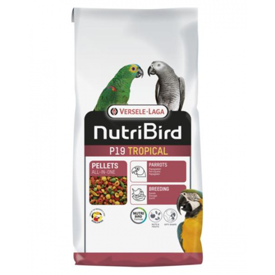 VL NutriBird P19 Tropical- extrudy pre chov, preperovanie a zvýšené nároky veľkých papagájov s tropickým ovocím 10 kg