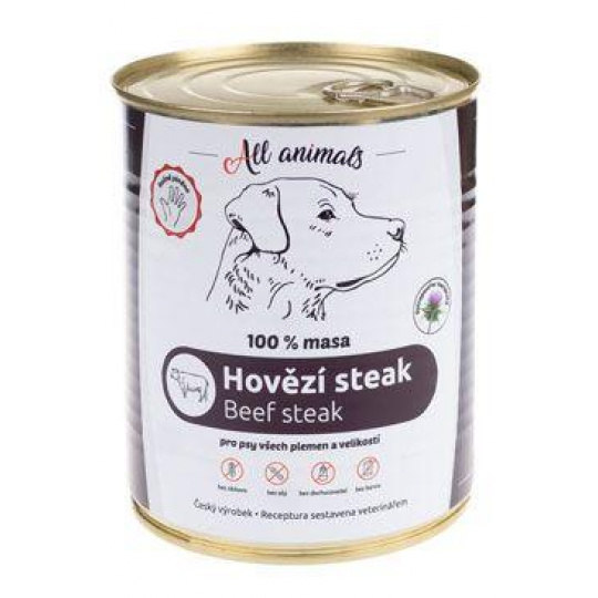 All Animals DOG konz. Hovädzí steak 800g