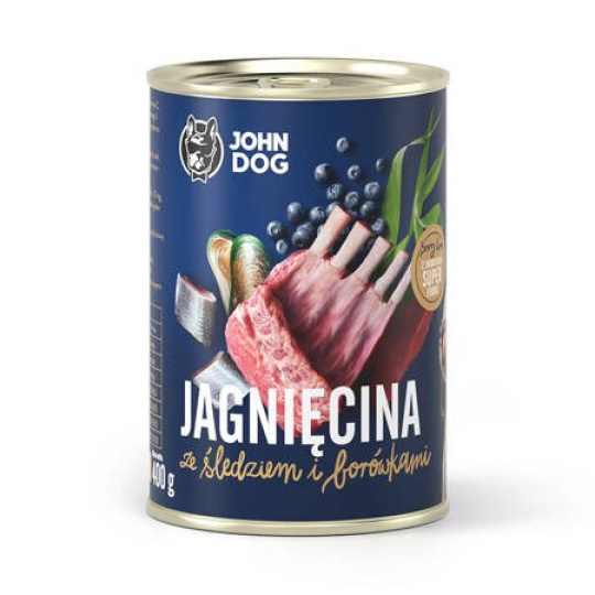 JOHN DOG Berry Junior Lamb and herring with blueberries - Mokré krmivo pro psy - 6 x 400 g