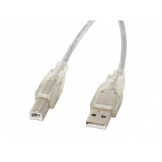 Lanberg CA-USBA-12CC-0018-TR USB kabel 1,8 m USB 2.0 USB B Průhledná