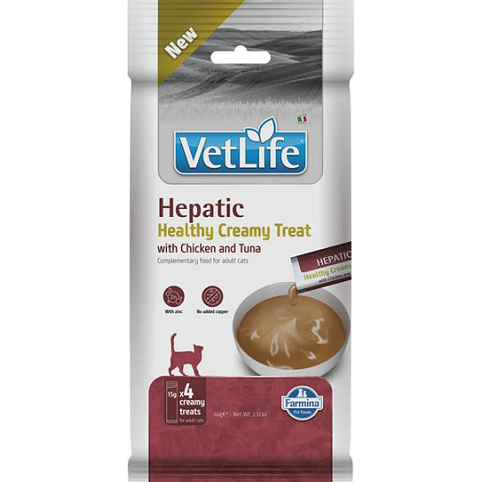 Pamlsok Farmina Creamy Vet Life Cat Hepatic with Chicken & Tuna 60 g