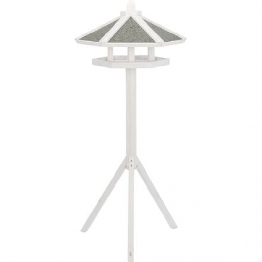 NATURA vonkajšie kŕmidlo so strieškou a silom, 1,45m, 65x46cm, borovicové drevo, biela - LIMITOVANÁ PONUKA