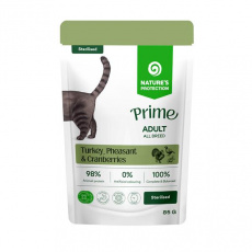 Natures P Prime KAPSIČKA cat adult sterilised GF turkey&pheasant&cranberries 85 g Natures P Prime KAPSIČKA cat adult sterilised GF turkey&pheasant&cranberries 85 g