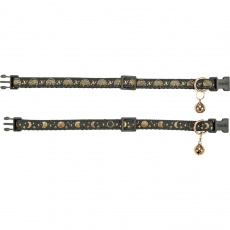 Obojok pre mačky, zlaté zdobenie, s rolničkou, čierna Obojok pre mačky, zlaté zdobenie, s rolničkou, čierna