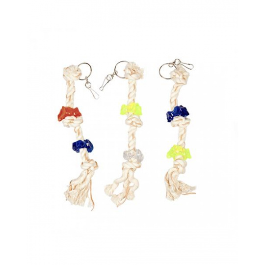 Hračka DUVO+ lano pre vtáky s troma uzlami 28 cm Hračka DUVO+ lano pre vtáky s troma uzlami 28 cm