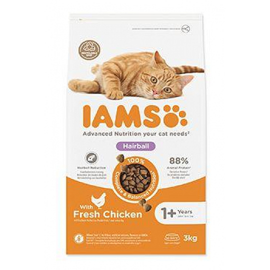 Iams Cat Adult Hairball Chicken 3kg