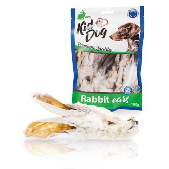 KIDDOG králičie uši s kožou 180 g KIDDOG králičie uši s kožou 180 g