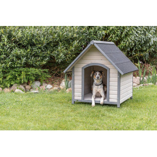 NATURA búda pre psa so sedlovou strechou, L: 96 x 105 x 112 cm, sivá