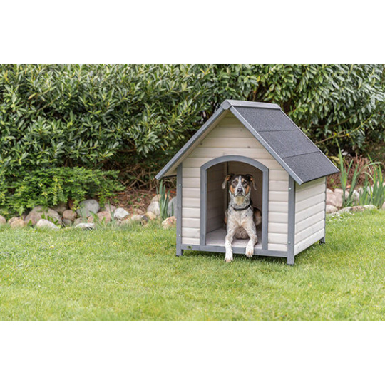 NATURA búda pre psa so sedlovou strechou, L: 96 x 105 x 112 cm, sivá