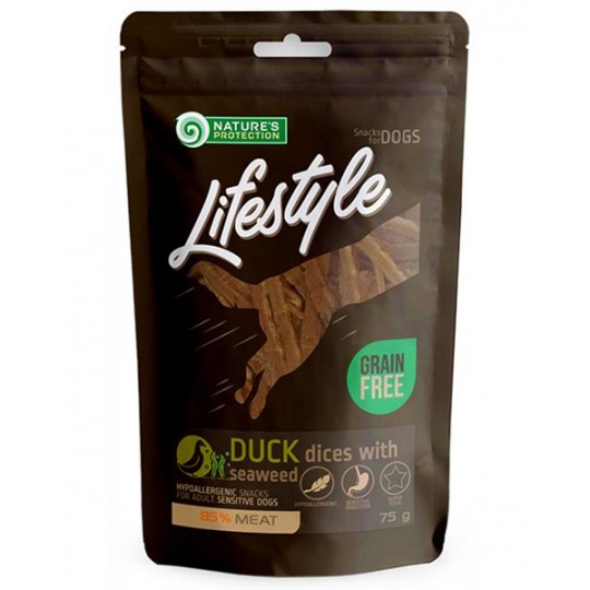 Pamlsok Natures P Lifestyle dog soft duck dices with seaweed 75 g Pamlsok Natures P Lifestyle dog soft duck dices with seaweed 75 g