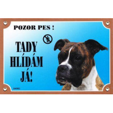Farebná ceduľka Pozor pes, Boxer nemecký Farebná ceduľka Pozor pes, Boxer nemecký