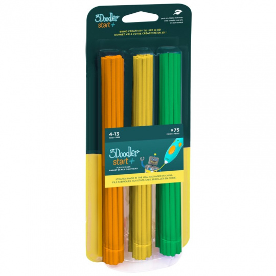 3Doodler Start 3DS-ECO-MIX2-75 materiál pro 3D tisk Kompostovatelný plast Zelená, Oranžová, Žlutá 1 g