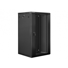 Lanberg 19'' nástěnná instalační skříň 22U 600x600mm černá (skleněné dveře)