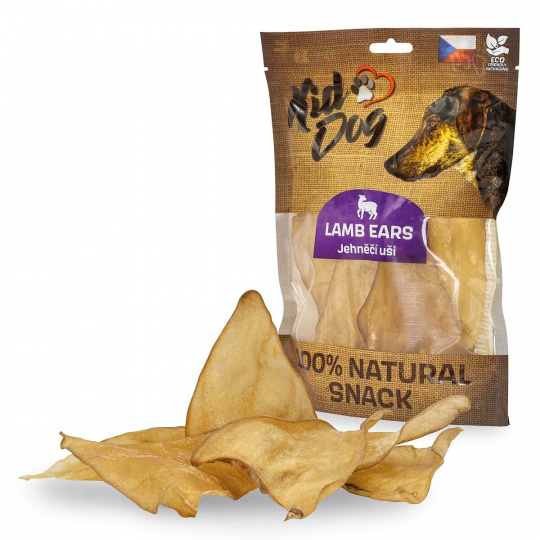 KIDDOG 100% Natural Snack, jahňacie ucho - malé 5 - 6 ks / 50 g
